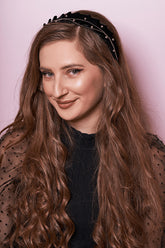 Bentita Catifea Aplicatii Margele Negru